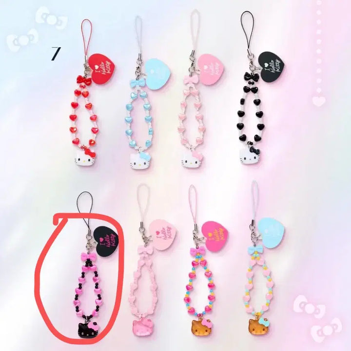 [BUNJANG] Sanrio I Love Kitty Hello Kitty Strap Keychain Black / 산리오 아이러브키티 헬로키티 스트랩 키링 블랙핑크