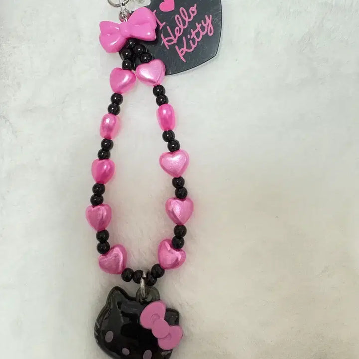 [BUNJANG] Sanrio I Love Kitty Hello Kitty Strap Keychain Black / 산리오 아이러브키티 헬로키티 스트랩 키링 블랙핑크