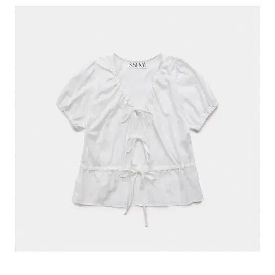 [SOLD OUT] 쎄미 리본 셔링 블라우스 화이트
