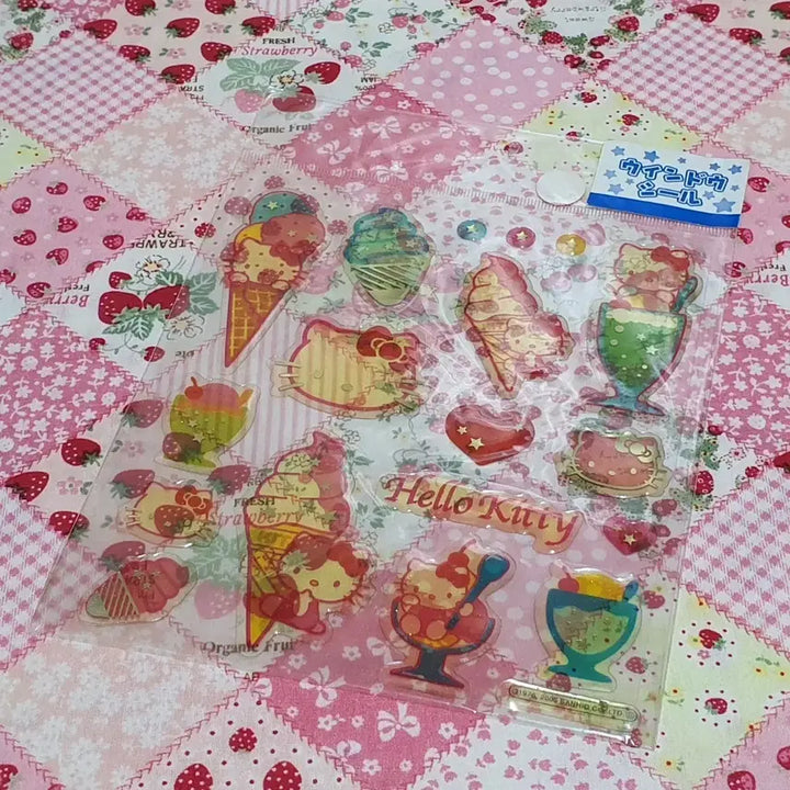 [BUNJANG] Vintage Hello Kitty Ice Cream Bingsu Sticker / 고전 키티 스티커 (아이스크림 빙수)