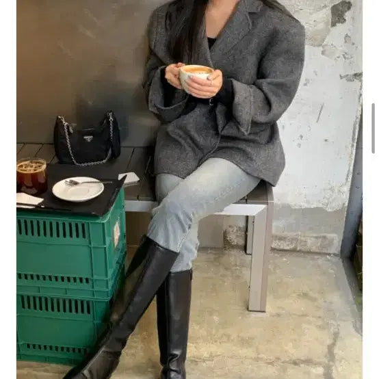 [BUNJANG] Handmade Herringbone Oversized Wool Jacket / 울 헤링본 오버핏 자켓 핸드메이드