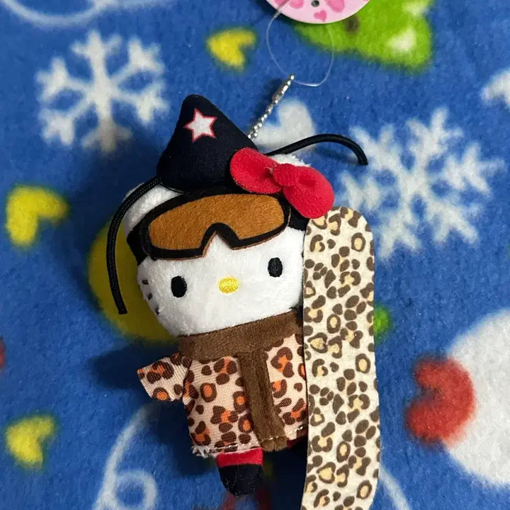[BUNJANG] Hello Kitty Snowboard Leopard Pattern Plush Doll / 새상품)스노보드 키티 인형