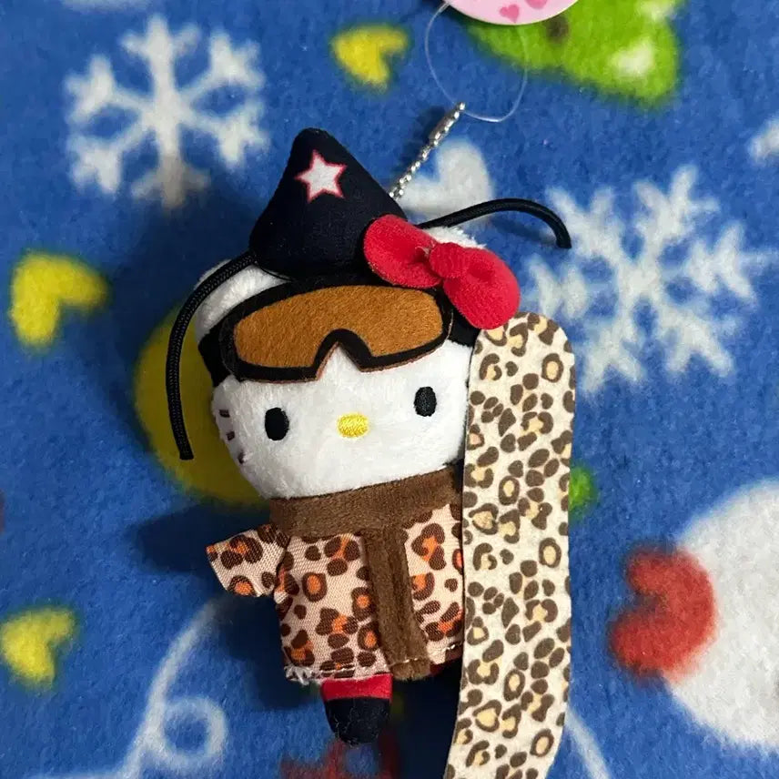 [BUNJANG] Hello Kitty Snowboard Leopard Pattern Plush Doll / 새상품)스노보드 키티 인형