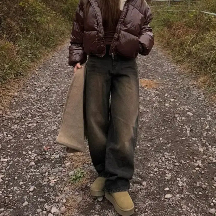 [BUNJANG] Warmoodmine Brown Washing Denim Pants L / 워무드마인 브라운 워싱 데님 팬츠 L