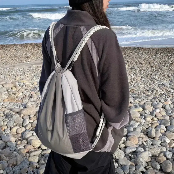 [BUNJANG] Wave Handmade Gym Sack Backpack - Gray / Wave Handmade Gym Sack - Gray 백팩