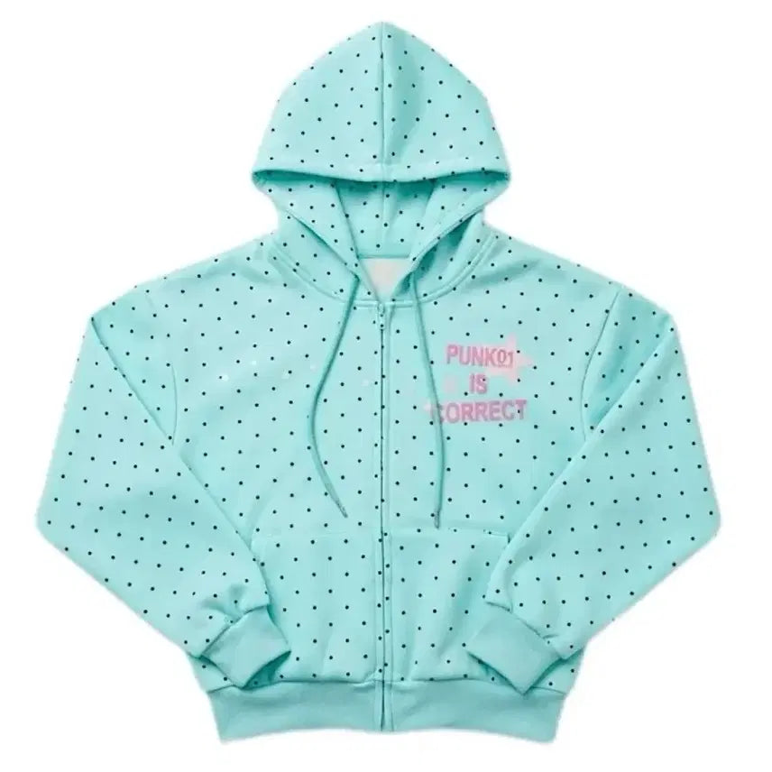 [SOLD OUT] 에이블리 민트 스타 도트 후드집업
