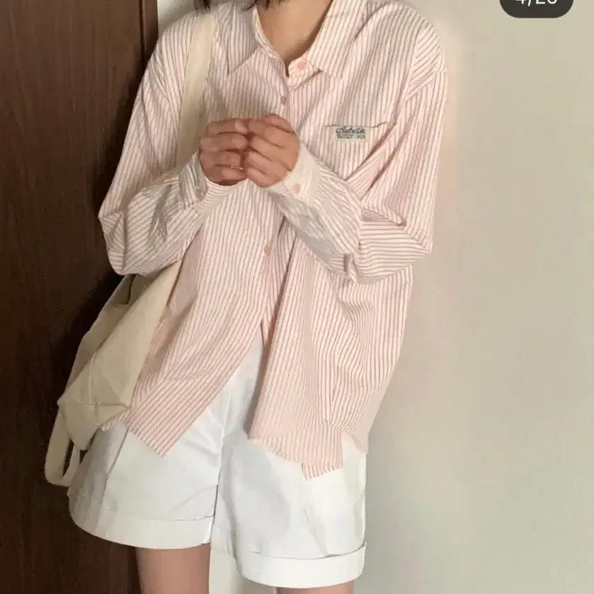 [SOLD OUT] 오브유이 로컬스트라이프셔츠 핑크