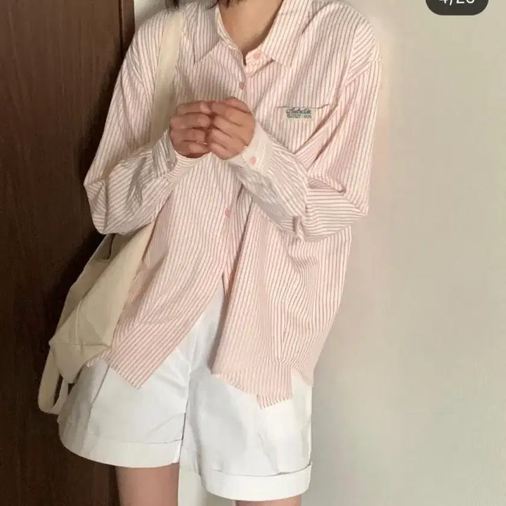 [SOLD OUT] 오브유이 로컬스트라이프셔츠 핑크