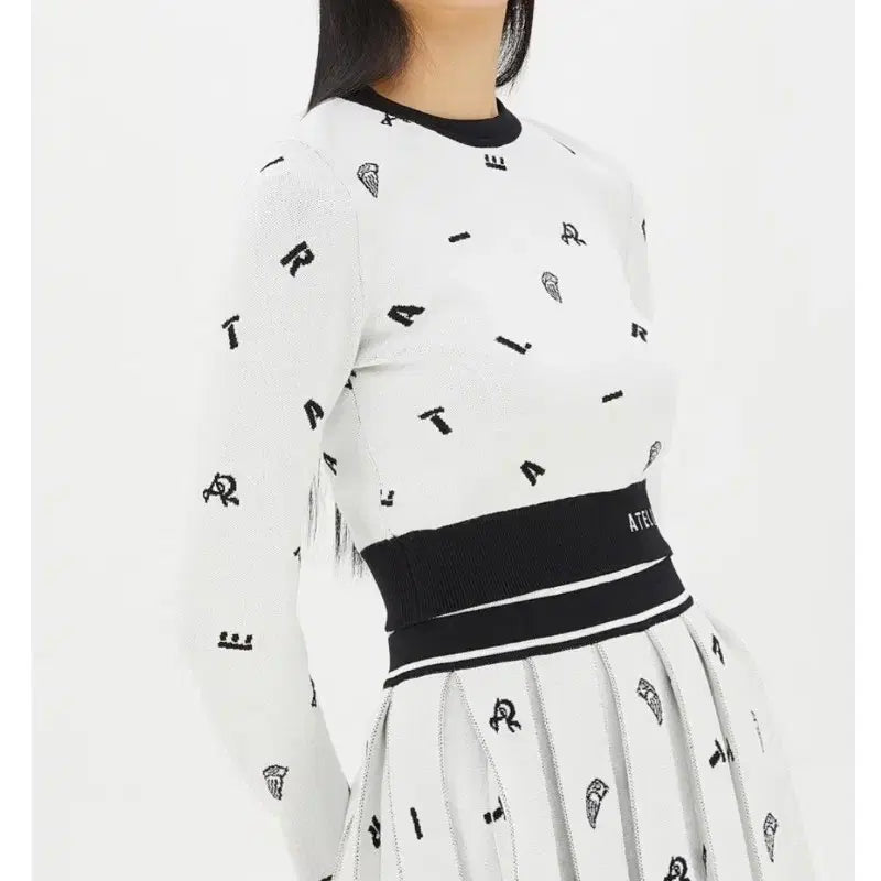 [BUNJANG] Lucky Chouette Atelier Cropped Knit Sweater Navy / 럭키슈에뜨 아뜰리에 크롭 니트