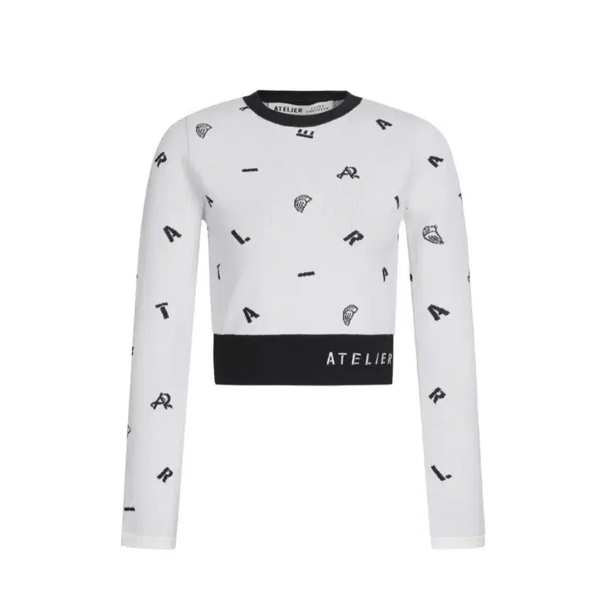 [BUNJANG] Lucky Chouette Atelier Cropped Knit Sweater Navy / 럭키슈에뜨 아뜰리에 크롭 니트