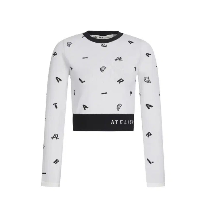 [BUNJANG] Lucky Chouette Atelier Cropped Knit Sweater Navy / 럭키슈에뜨 아뜰리에 크롭 니트