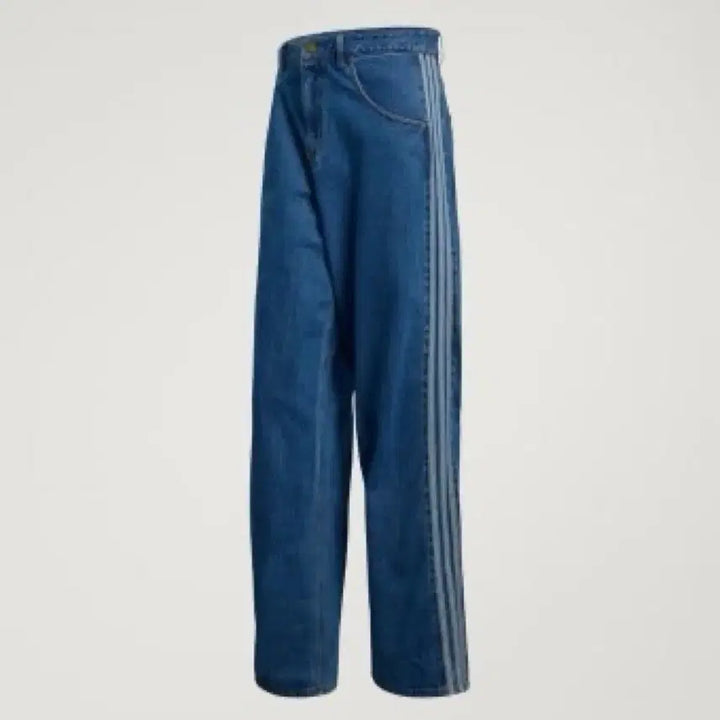 [BUNJANG] Adidas Three-Stripe Wide Denim Pants / 아디다스 삼선 와이드 데님 팬츠
