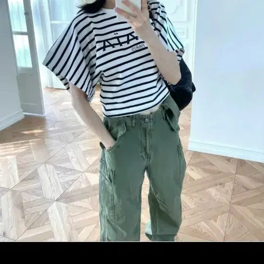 [BUNJANG] Striped T-shirt / 고급보세 스트라이프 티셔츠 새것 착샷유