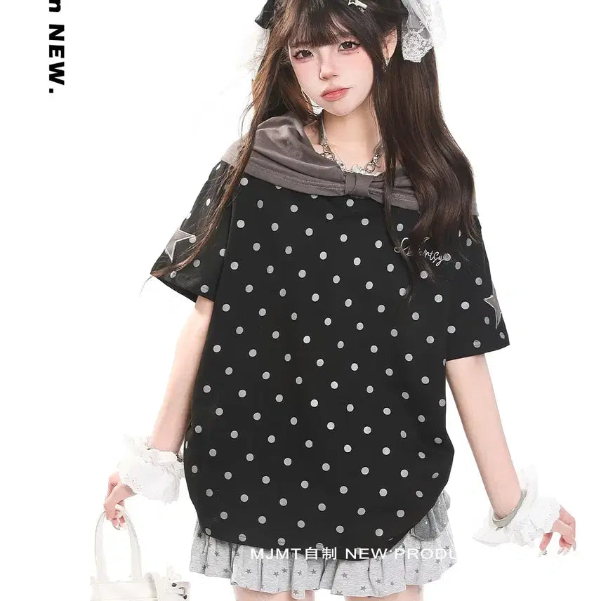 [BUNJANG] MJMT Oversized Dot Pattern Short Sleeve T-shirt / MJMT 땡땡이 오버핏 반팔 티셔츠