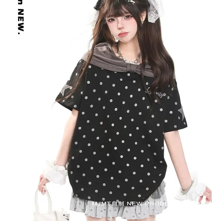[BUNJANG] MJMT Oversized Dot Pattern Short Sleeve T-shirt / MJMT 땡땡이 오버핏 반팔 티셔츠