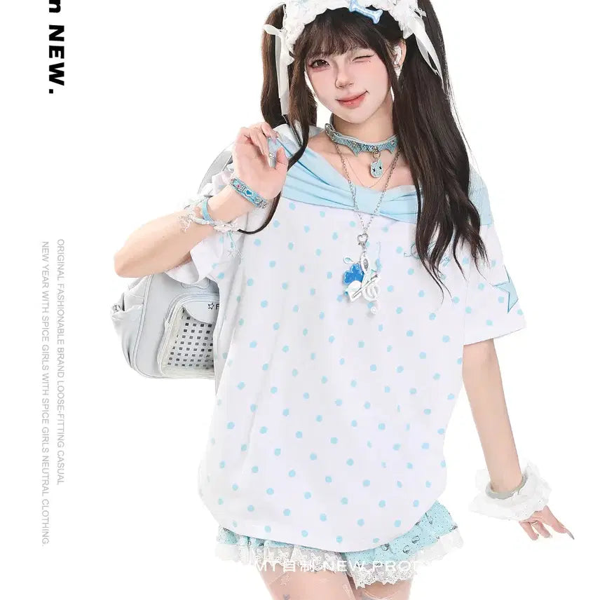 [BUNJANG] MJMT Oversized Dot Pattern Short Sleeve T-shirt / MJMT 땡땡이 오버핏 반팔 티셔츠