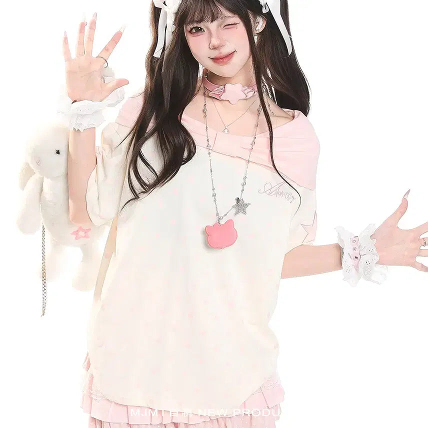 [BUNJANG] MJMT Oversized Dot Pattern Short Sleeve T-shirt / MJMT 땡땡이 오버핏 반팔 티셔츠