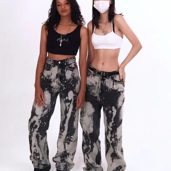 [BUNJANG] Blackpink Lisa Tie-dye Denim Pants / 블랙핑크 리사 타이다이 나염 데님 팬츠 바지 투밍다크빅토리블랙업