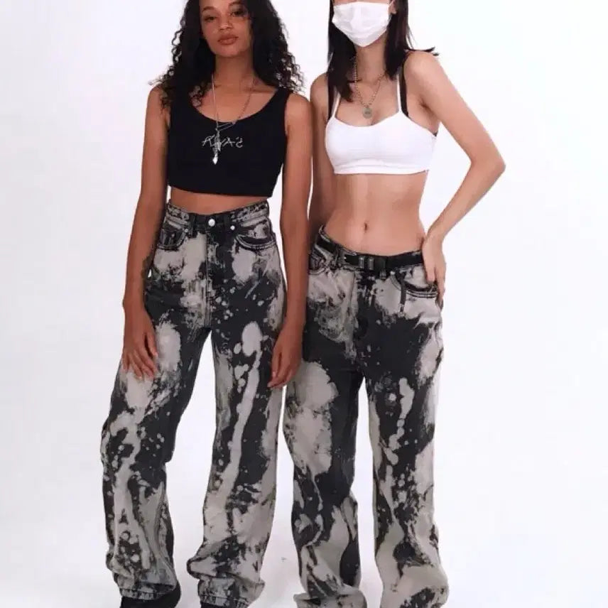 [BUNJANG] Blackpink Lisa Tie-dye Denim Pants / 블랙핑크 리사 타이다이 나염 데님 팬츠 바지 투밍다크빅토리블랙업