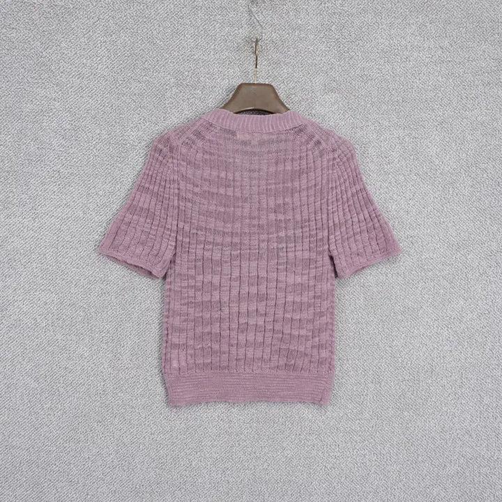 [SOLD OUT] 아떼 바네사브루노 22SS 린넨혼방 골지 반팔 가디건 free