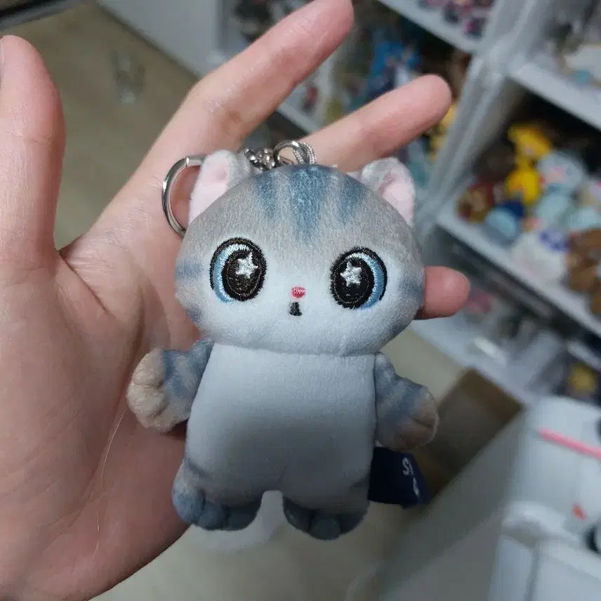 [SOLD OUT] 고양이 인형 키링 그레이 스트라이프