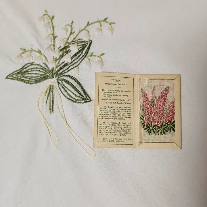 [BUNJANG] Kensitas Lupin Silk Embroidered Card / 빈티지 실크 플라워 자수 카드