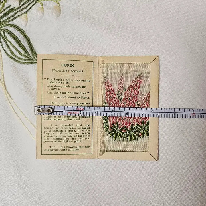 [BUNJANG] Kensitas Lupin Silk Embroidered Card / 빈티지 실크 플라워 자수 카드