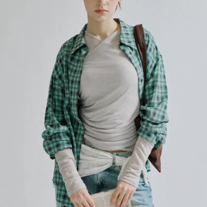 [SOLD OUT] 포에브 체크 셔츠 블루그린