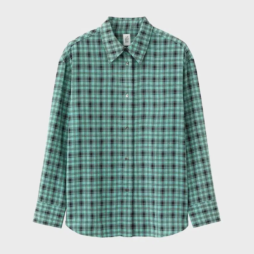[SOLD OUT] 포에브 체크 셔츠 블루그린