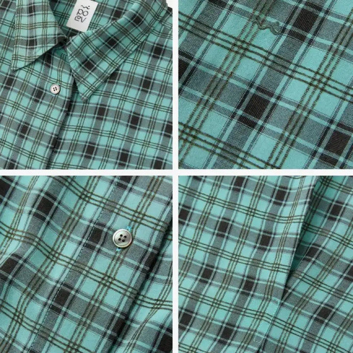 [SOLD OUT] 포에브 체크 셔츠 블루그린