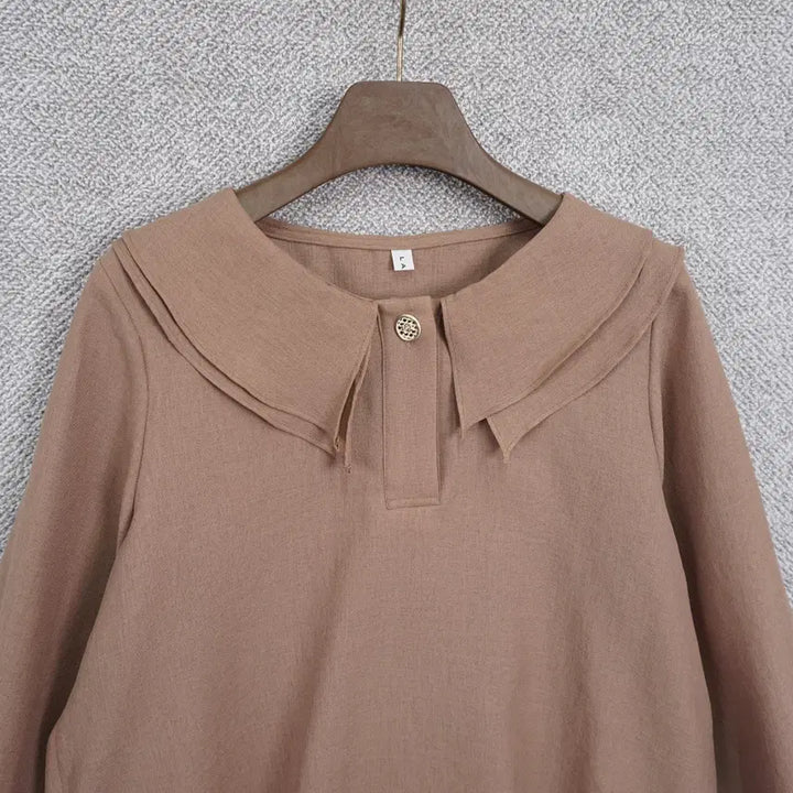 [BUNJANG] LAEL Linen Blend Double Collar Blouse / LAEL 여성 빅카라 린넨혼방 블라우스 55-66size