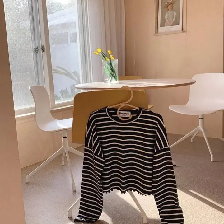 [BUNJANG] MaybeBaby Dearist Stripe Crop Top / (화이트) 메이비베이비 디어리스트 스트라이프 크롭티