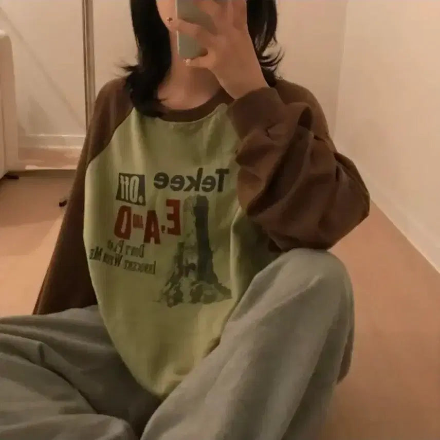 [BUNJANG] Haru Day Khaki Brown Long Sleeve T-shirt / 하루데이 카키브라운 긴팔면티 티셔츠