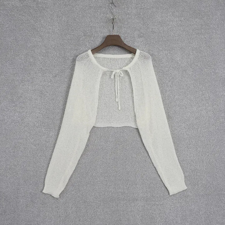 [BUNJANG] Summer Ivory Crop Bolero Cardigan / 여성 까끌 썸머 아이보리 크롭 볼레로 가디건 free