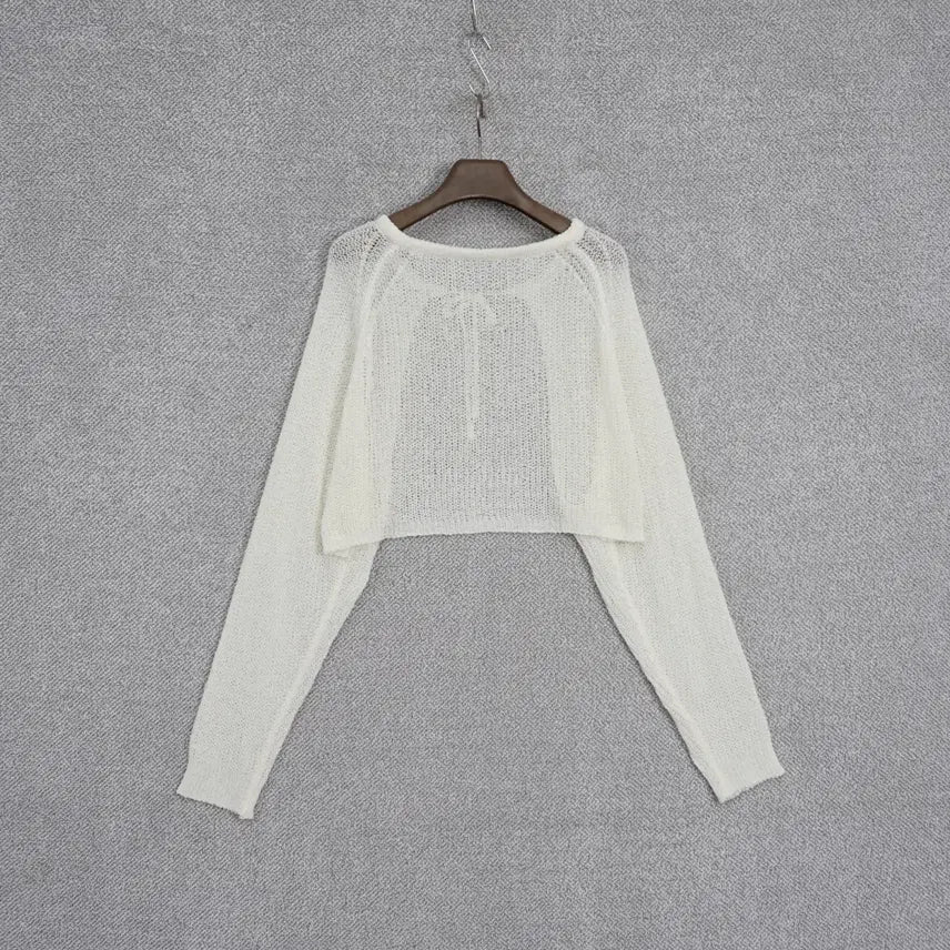 [BUNJANG] Summer Ivory Crop Bolero Cardigan / 여성 까끌 썸머 아이보리 크롭 볼레로 가디건 free