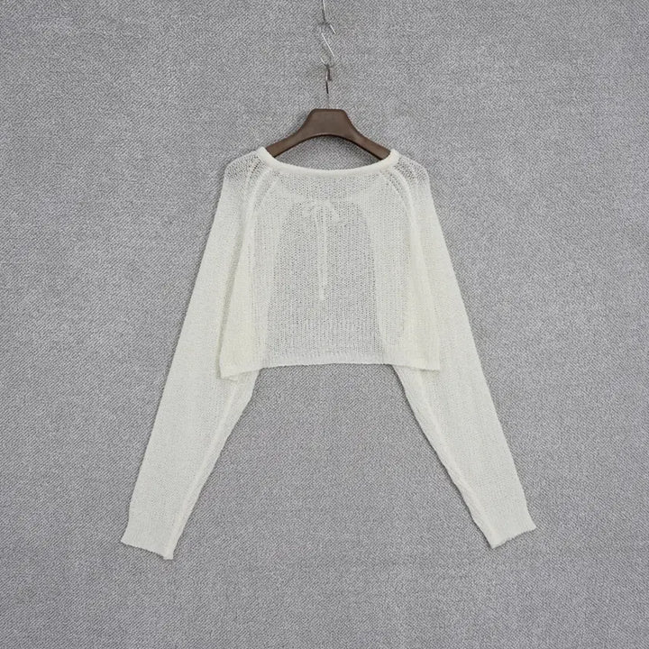 [BUNJANG] Summer Ivory Crop Bolero Cardigan / 여성 까끌 썸머 아이보리 크롭 볼레로 가디건 free