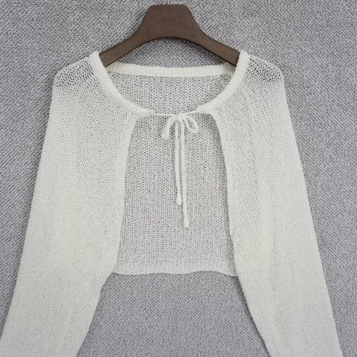 [BUNJANG] Summer Ivory Crop Bolero Cardigan / 여성 까끌 썸머 아이보리 크롭 볼레로 가디건 free