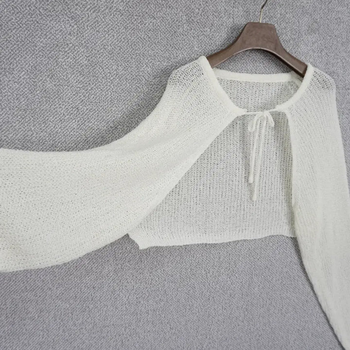 [BUNJANG] Summer Ivory Crop Bolero Cardigan / 여성 까끌 썸머 아이보리 크롭 볼레로 가디건 free