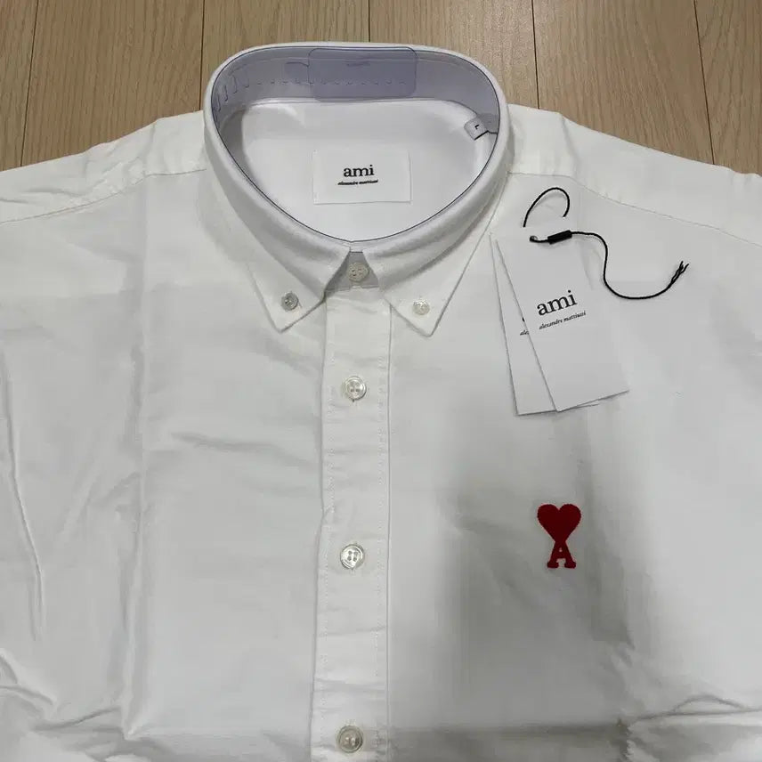 [BUNJANG] Ami Heart Logo Cotton Short Sleeve Shirt White L / [거의 새제품] 아미 ami 하트로고 코튼 반팔셔츠 화이트 L