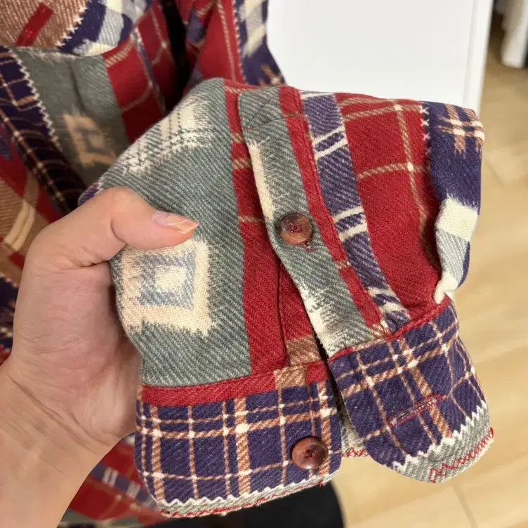 [BUNJANG] American Vintage Pierre Cardin Patchwork Flannel Shirt / 아메리칸빈티지 플란넬 셔츠 (피에르가르뎅)
