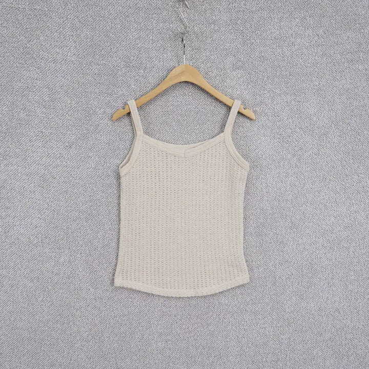 [BUNJANG] Jina Beige Scallop Knit Tank Top / 지나 여성 베이지 스카시 니트 나시 44-55size