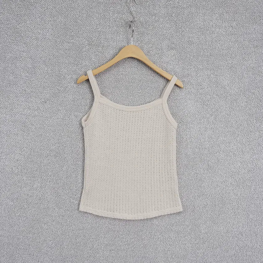 [BUNJANG] Jina Beige Scallop Knit Tank Top / 지나 여성 베이지 스카시 니트 나시 44-55size