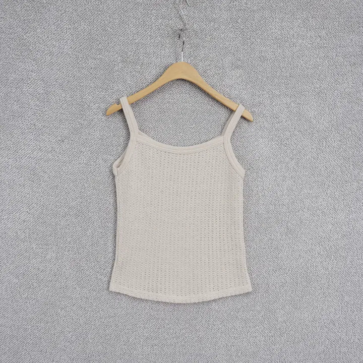 [BUNJANG] Jina Beige Scallop Knit Tank Top / 지나 여성 베이지 스카시 니트 나시 44-55size