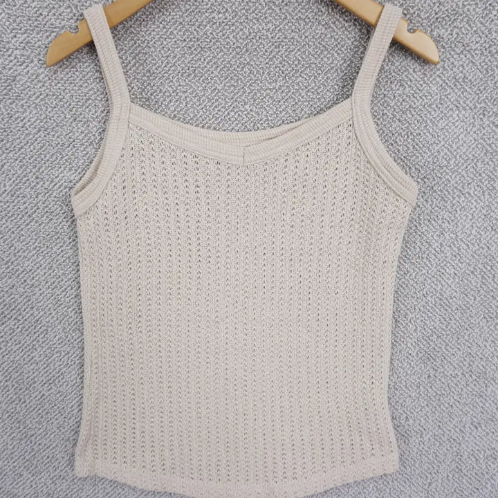 [BUNJANG] Jina Beige Scallop Knit Tank Top / 지나 여성 베이지 스카시 니트 나시 44-55size