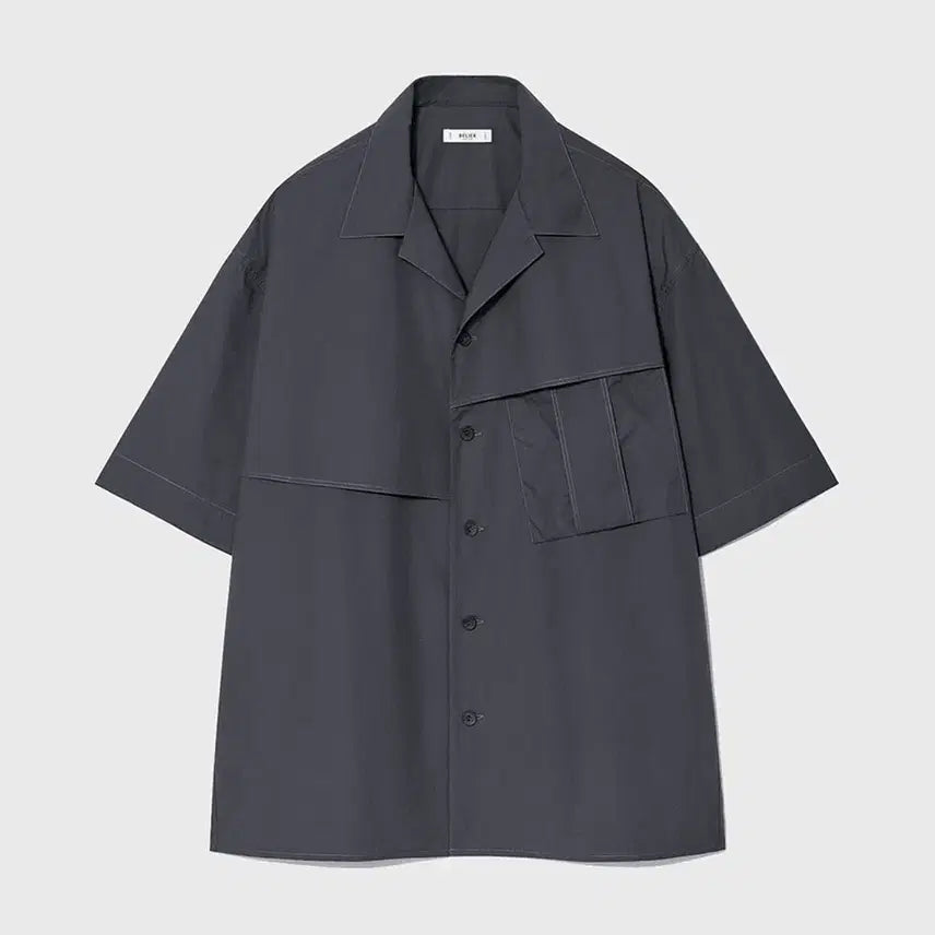 [BUNJANG] Vellie Gray Unbalanced Half Shirt (M) / 벨리에 언밸런스드 하프 셔츠 그레이 반팔셔츠 M사이즈