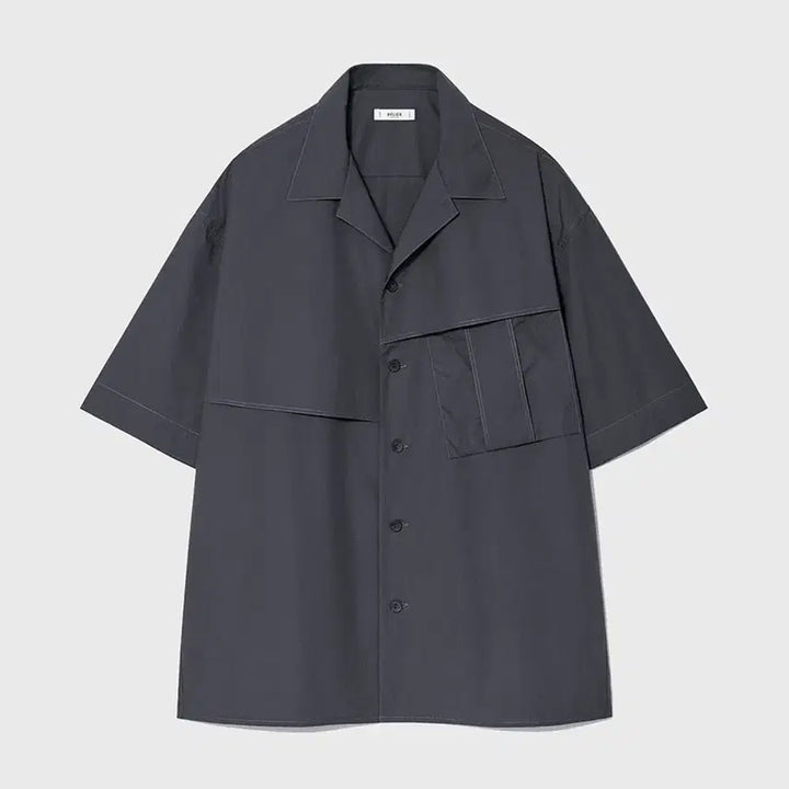 [BUNJANG] Vellie Gray Unbalanced Half Shirt (M) / 벨리에 언밸런스드 하프 셔츠 그레이 반팔셔츠 M사이즈