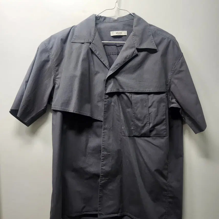 [BUNJANG] Vellie Gray Unbalanced Half Shirt (M) / 벨리에 언밸런스드 하프 셔츠 그레이 반팔셔츠 M사이즈