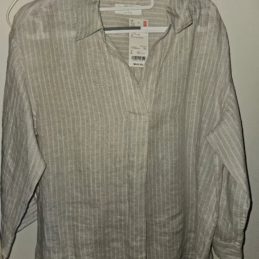 [BUNJANG] Uniqlo Linen Stripe Shirt L / 유니클로 리넨 스트라이프 셔츠 L