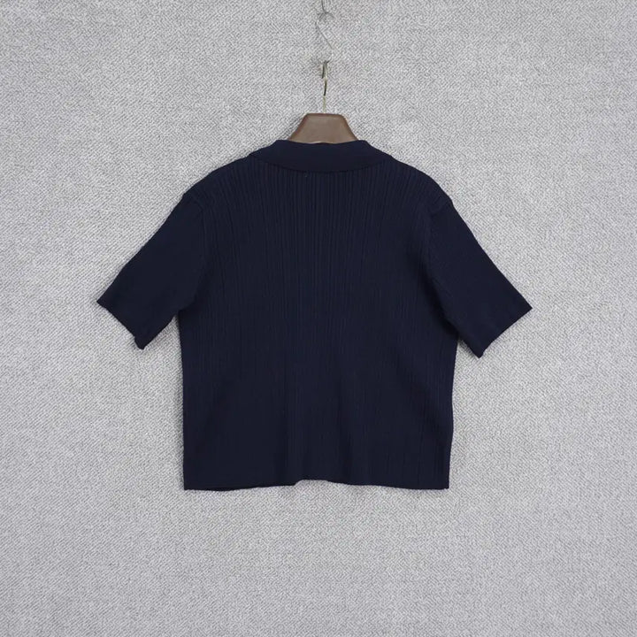 [BUNJANG] Fashion Classic Gold Button Ribbed Knit Top / 패션클래식 여성 골지 금장버튼 반팔 니트 66-77size