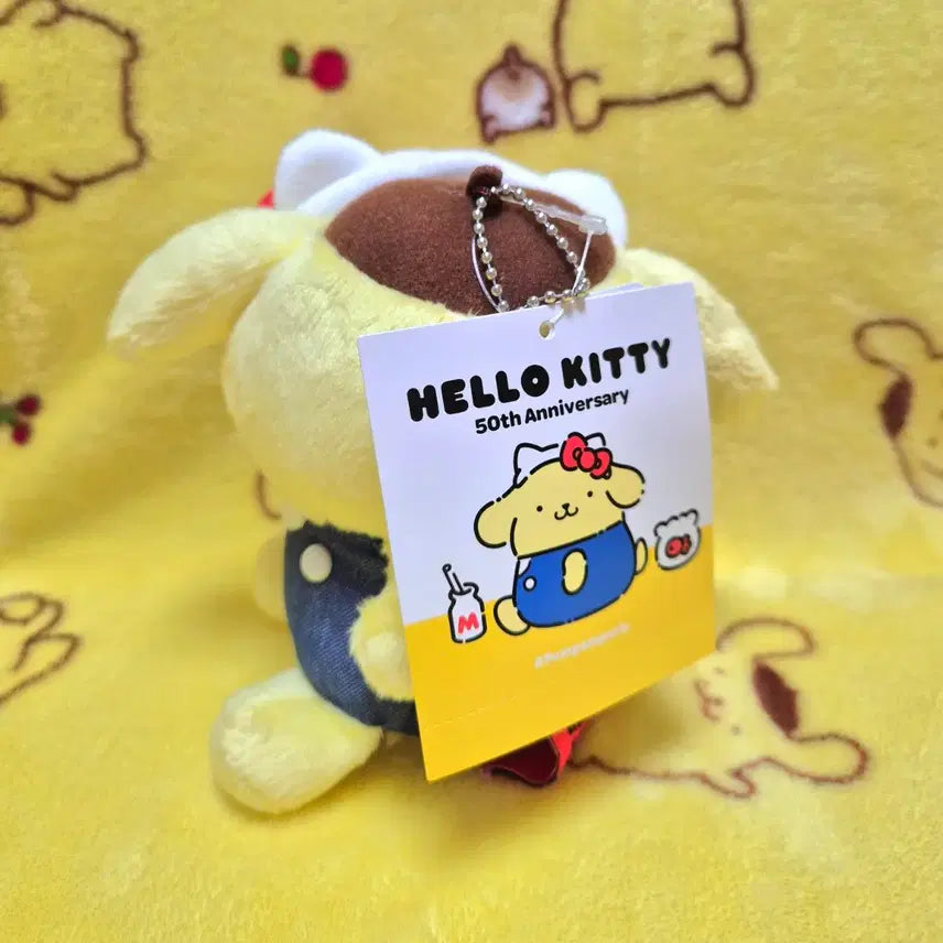 [BUNJANG] Hello Kitty Pom Pom Purin 50th Anniversary Mascot Keyring Holder / 헬로키티 50주년 기념 폼폼푸린 콜라보 마스코트 키링 인형 홀더